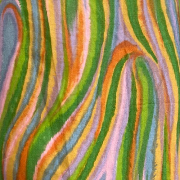 Groovy Handmade One of a Kind 60s / 70s Psychedelic Swirl Mock Neck Mini Dress - Picture 10 of 11